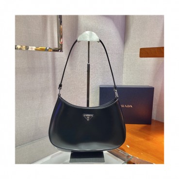 [매력터지는]Prada 2021 Women's Leather Hobo Bag,26.5cm,1BC499,PRAB0367 - 프라다 2021 여성용 레더 호보백,26.5cm,블랙