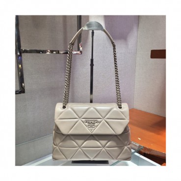 [유니크&트랜디한]Prada 2021 Women's Leather Cross Bag,27cm,1BD231,PRAB0366 - 프라다 2021 여성용 레더 크로스백,27cm,베이지