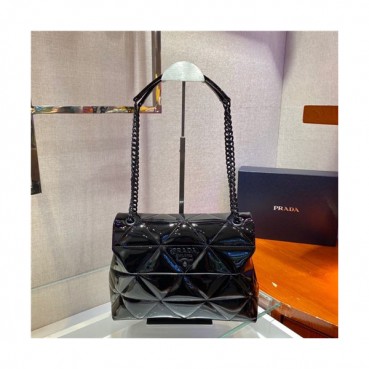 [유니크&트랜디한]Prada 2021 Women's Leather Cross Bag,27cm,1BD231,PRAB0364 - 프라다 2021 여성용 레더 크로스백,27cm,블랙