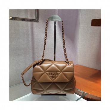 [유니크&트랜디한]Prada 2021 Women's Leather Cross Bag,22cm,1BD233,PRAB0357 - 프라다 2021 여성용 레더 크로스백,22cm,브라운