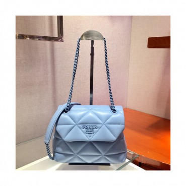 [유니크&트랜디한]Prada 2021 Women's Leather Cross Bag,22cm,1BD233,PRAB0355 - 프라다 2021 여성용 레더 크로스백,22cm,스카이블루