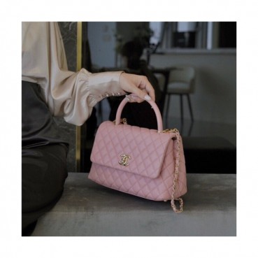 Chanel 2020 Women's Leather Coco Handle Tote Closs Bag,29cm - 샤넬 2020 여성용 레더 코코 핸들 토트 크로스백,29cm,CHAB1576,핑크