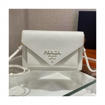 [프라다] Prada 2020 Women's Leather Shoulder Cross Bag,20cm - 프라다 2020 여성용 레더 숄더 크로스백,20cm, PRAB0170,화이트