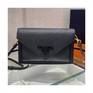 [프라다] Prada 2020 Women's Leather Shoulder Cross Bag,20cm - 프라다 2020 여성용 레더 숄더 크로스백,20cm, PRAB0169,블랙
