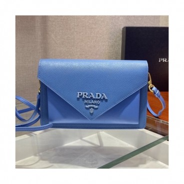 [프라다] Prada 2020 Women's Leather Shoulder Cross Bag,20cm - 프라다 2020 여성용 레더 숄더 크로스백,20cm, PRAB0168,블루
