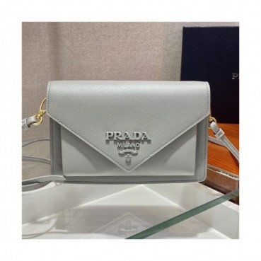 [프라다] Prada 2020 Women's Leather Shoulder Cross Bag,20cm - 프라다 2020 여성용 레더 숄더 크로스백,20cm, PRAB0167,그레이