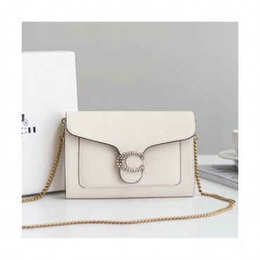 Coach 2020 Leather Shoulder Cross Bag,20cm - 코치 2020 레더 숄더 크로스백 COAB0241,20cm,화이트