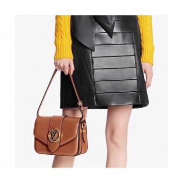 Louis Vuitton 2020 Pont 9 Leather Shoulder Cross Bag,23cm - 루이비통 2020 퐁 9 레더 숄더 크로스백 M55950,LOUB2233,23cm,브라운