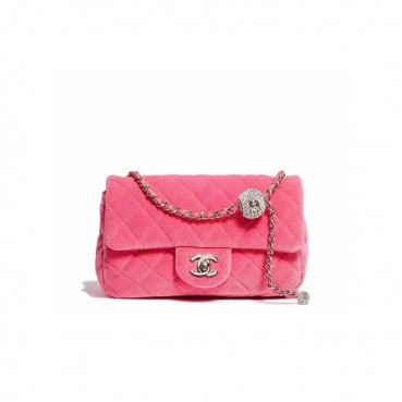 Chanel 2020 Velvet Chain Shoulder Cross Bag,20CM - 샤넬 2020 여성용 벨벳 체인 숄더 크로스백,CHAB1550,20CM,핑크