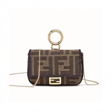 Fendi 2020 Nano Baguette Chain Cross Bag, 10.5cm - 펜디 2020 나노 바게트 체인 크로스백,FENB0538,10.5cm,브라운