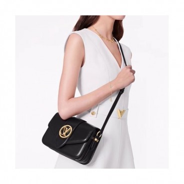 Louis Vuitton 2020 Pont 9 Leather Shoulder Cross Bag,23cm - 루이비통 2020 퐁 9 레더 숄더 크로스백 M55950,LOUB2174,23cm,블랙