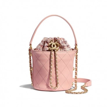 Chanel 2020 Leather Chain Bucket Tote Shoulder Cross Bag,17CM - 샤넬 2020 여성용 레더 체인 버킷 토트 숄더 크로스백,CHAB1524,17CM,핑크