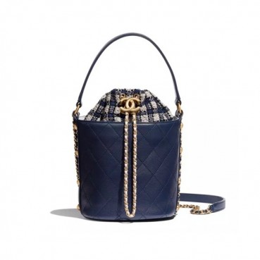 Chanel 2020 Leather Chain Bucket Tote Shoulder Cross Bag,17CM - 샤넬 2020 여성용 레더 체인 버킷 토트 숄더 크로스백,CHAB1523,17CM,네이비