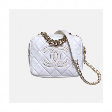 Chanel 2020 Leather Camera Chain Cross Bag,18CM - 샤넬 2020 레더 카메라 체인 크로스백,CHAB1488,18CM,화이트