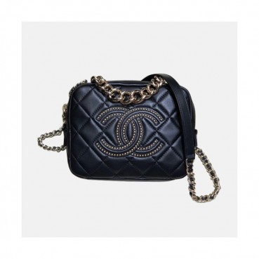 Chanel 2020 Leather Camera Chain Cross Bag,18CM - 샤넬 2020 레더 카메라 체인 크로스백,CHAB1486,18CM,블랙