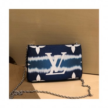Louis Vuitton 2020 Pochette Double Zip Chain Shoulder Cross Bag,20cm - 루이비통 2020 포쉐트 더블 집 체인 숄더 크로스백 M69124,LOUB2112,20cm,블루