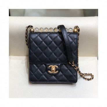 Chanel 2020 Leather Chain Shoulder Cross Bag,18CM - 샤넬 2020 레더 체인 숄더 크로스백 CHAB1470,18CM,블랙