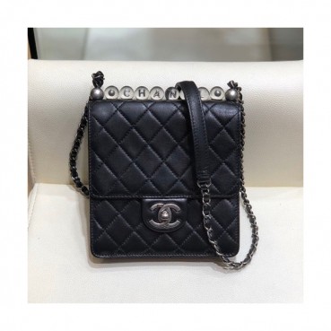 Chanel 2020 Leather Chain Shoulder Cross Bag,18CM - 샤넬 2020 레더 체인 숄더 크로스백 CHAB1469,18CM,블랙
