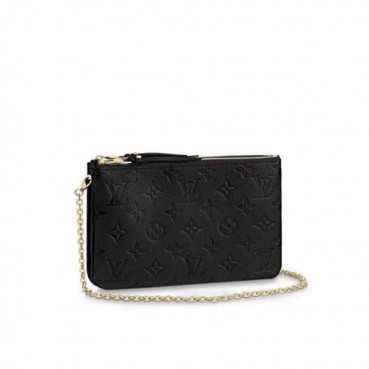 Louis Vuitton 2020 Pochette Double Zip Chain Shoulder Cross Bag,20cm - 루이비통 2020 포쉐트 더블 집 체인 숄더 크로스백 M63919,LOUB2035,20cm,블랙