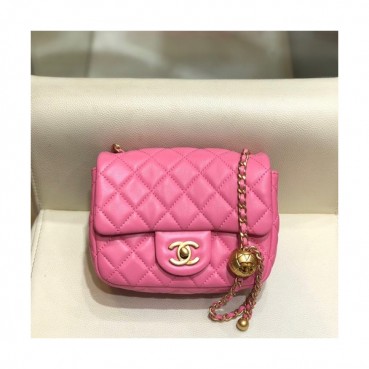 Chanel 2020 Leather Chain Cross Bag,18CM - 샤넬 2020 레더 체인 크로스백,CHAB1424,18CM,핑크