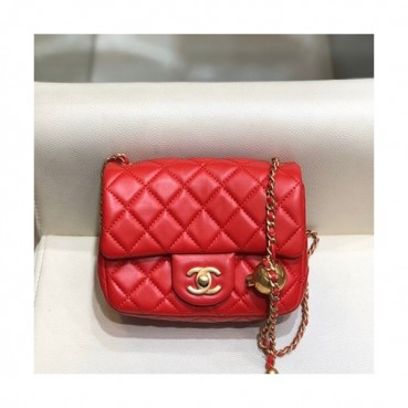 Chanel 2020 Leather Chain Cross Bag,18CM - 샤넬 2020 레더 체인 크로스백,CHAB1422,18CM,레드