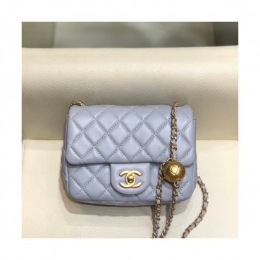 Chanel 2020 Leather Chain Cross Bag,18CM - 샤넬 2020 레더 체인 크로스백,CHAB1421,18CM,그레이