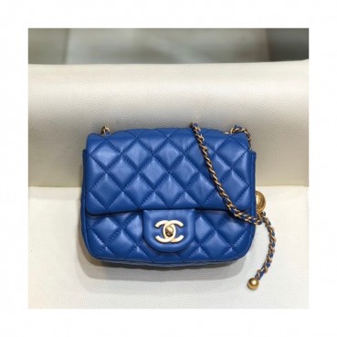 Chanel 2020 Leather Chain Cross Bag,18CM - 샤넬 2020 레더 체인 크로스백,CHAB1419,18CM,블루