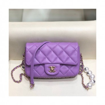 Chanel 2020 Leather Chain Cross Bag,18CM - 샤넬 2020 레더 체인 크로스백,CHAB1415,18CM,퍼플
