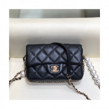 Chanel 2020 Leather Chain Cross Bag,18CM - 샤넬 2020 레더 체인 크로스백,CHAB1414,18CM,블랙