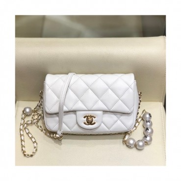 Chanel 2020 Leather Chain Cross Bag,18CM - 샤넬 2020 레더 체인 크로스백,CHAB1413,18CM,화이트