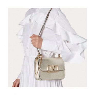 Valentino 2020 Leather Garavani Vsling Shoudler Cross Bag,18/22CM - 발렌티노 2020 레더 가라바니 브이슬링 숄더 크로스백,VTB0960,18/22CM,옐로우골드