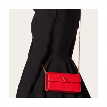 Valentino 2019 Leather Vsling Chain Shoudler Cross Bag,20CM - 발렌티노 2019 레더 브이슬링 체인 숄더 크로스백,VTB0945,20CM,레드