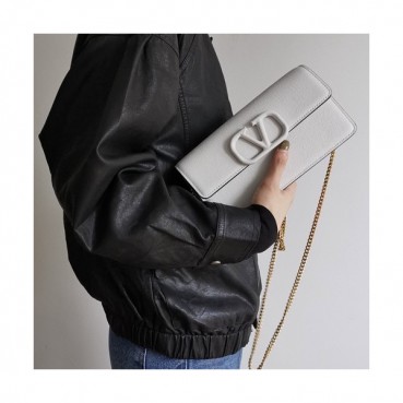 Valentino 2019 Leather Vsling Chain Shoudler Cross Bag,20CM - 발렌티노 2019 레더 브이슬링 체인 숄더 크로스백,VTB0943,20CM,화이트