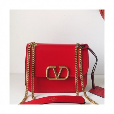Valentino 2019 Leather Garavani Vsling Shoudler Cross Bag,21CM - 발렌티노 2019 레더 가라바니 브이슬링 숄더 크로스백,VTB0933,21CM,레드