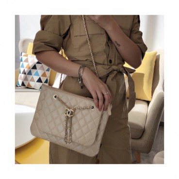 Chanel 2019 Leather Chain Shoulder Cross Bag / Clutch Bag,27.5CM - 샤넬 2019 여성용 레더 체인 숄더 크로스백,CHAB1380,27.5CM,베이지