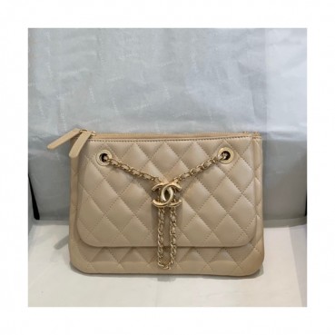 Chanel 2019 Leather Chain Shoulder Cross Bag / Clutch Bag,22.5CM - 샤넬 2019 여성용 레더 체인 숄더 크로스백,CHAB1378,22.5CM,베이지