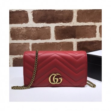 Gucci 2019 Marmont Mini Leather Chain Shoulder Cross Bag,18CM - 구찌 2019 마몬트 미니 레더 체인 숄더 크로스백 488426,GUB0902,18cm,레드