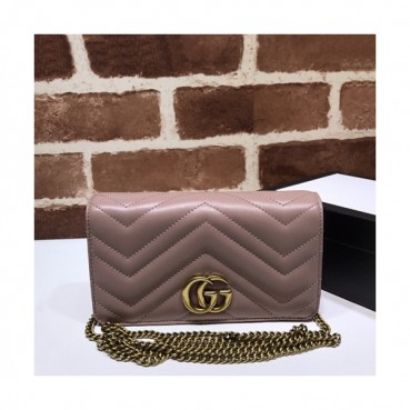 Gucci 2019 Marmont Mini Leather Chain Shoulder Cross Bag,18CM - 구찌 2019 마몬트 미니 레더 체인 숄더 크로스백 488426,GUB0898,18cm,핑크