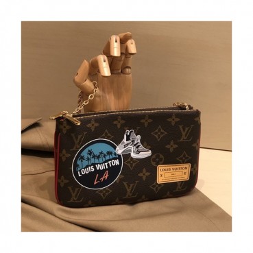 Louis Vuitton 2019 Pochette Double Zip Chain Shoulder Cross Bag,20cm - 루이비통 2019 포쉐트 더블 집 체인 숄더 크로스백 M67561,LOUB1827,20cm,브라운
