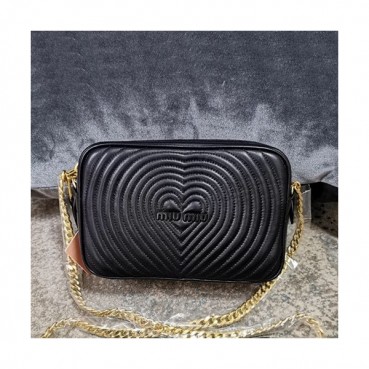 MiuMiu 2019  Matelasse  Chain Shoulder Cross Bag,20cm - 미우미우 2019 마틀라세 체인 숄더 크로스백,5BH118, MIUB0380  , 20cm,블랙