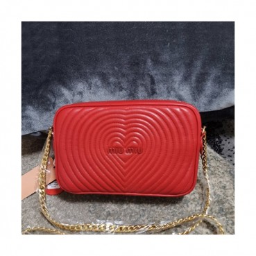 MiuMiu 2019  Matelasse  Chain Shoulder Cross Bag,20cm - 미우미우 2019 마틀라세 체인 숄더 크로스백,5BH118, MIUB0378  , 20cm,레드