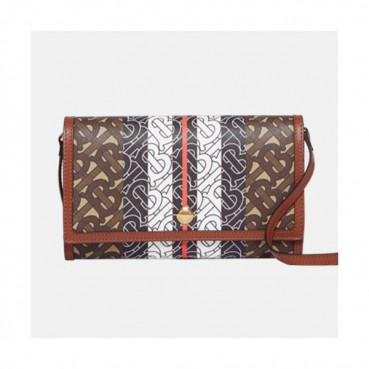 Burberry 2019 TB Canvas Wallet Shoulder Cross Bag, 20.5cm - 버버리 2019 여성용 TB 캔버스 월릿 숄더 크로스백,BURB0385,20.5cm,브라운
