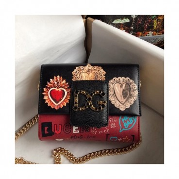 Dolce&Gabbana 2019 Leather Shoulder Cross Bag ,18CM - 돌체 앤 가바나 2019 레더 여성용 숄더 크로스백 DGB00103,18cm,블랙+레드