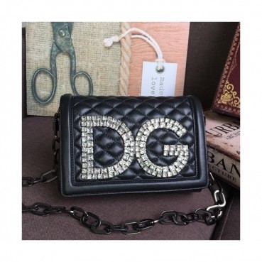 Dolce&Gabbana 2019 Leather Chain Cross Bag ,21CM - 돌체 앤 가바나 2019 레더 여성용 체인 크로스백 DGB0069,21cm,블랙