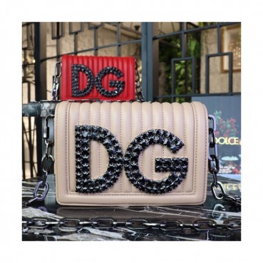 Dolce&Gabbana 2019 Leather Chain Cross Bag ,21CM - 돌체 앤 가바나 2019 레더 여성용 체인 크로스백 DGB0067,21cm,연핑크