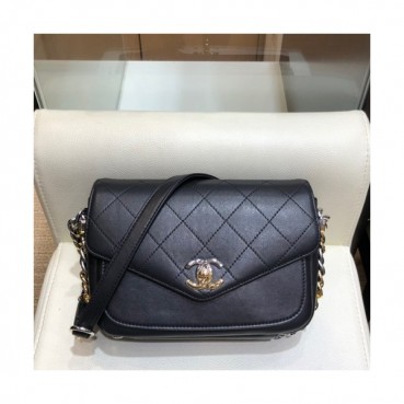 Chanel 2019 Leather Women Chain Shoulder Cross Bag,19CM - 샤넬 2019 레더 여성용 체인 숄더 크로스백,CHAB1224,19CM,블랙