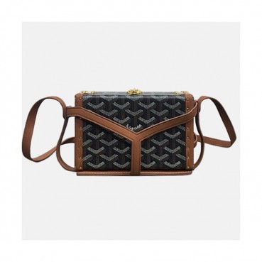Goyard 2019 PVC & Leather Shoulder Cross Bag,16.5cm - 고야드 2019 PVC & 레더 여성용 숄더 크로스백,GYB0191,16.5cm,블랙