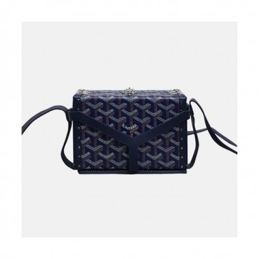 [매장판]Goyard 2019 PVC & Leather Shoulder Cross Bag,16.5cm - 고야드 2019 PVC & 레더 여성용 숄더 크로스백,GYB0188,16.5cm,네이비