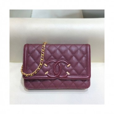 Chanel 2019 WOC Chain Cross Bag,19CM - 샤넬 2019 WOC 체인 크로스백,CHAB1183,19CM,와인