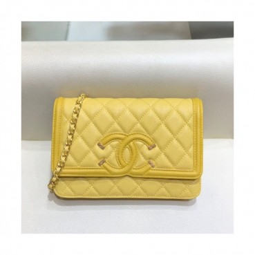 Chanel 2019 WOC Chain Cross Bag,19CM - 샤넬 2019 WOC 체인 크로스백,CHAB1182,19CM,옐로우